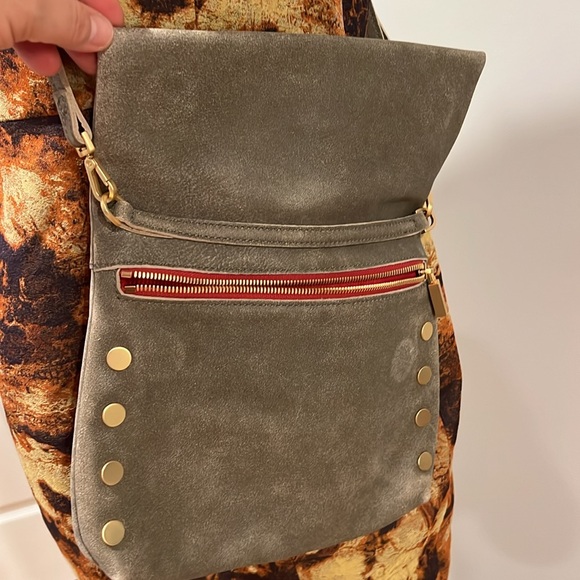 HAMMITT VIP Gray w Pewter Suede Flap Strap Crossbody - Picture 3 of 6